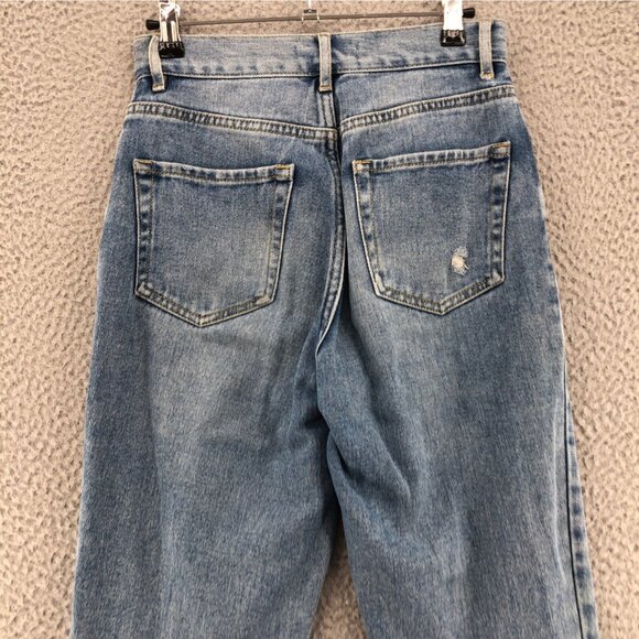 PacSun Jeans Womens 24 Blue High Rise Straight Distressed Light Wash Button Fly - Picture 4 of 12